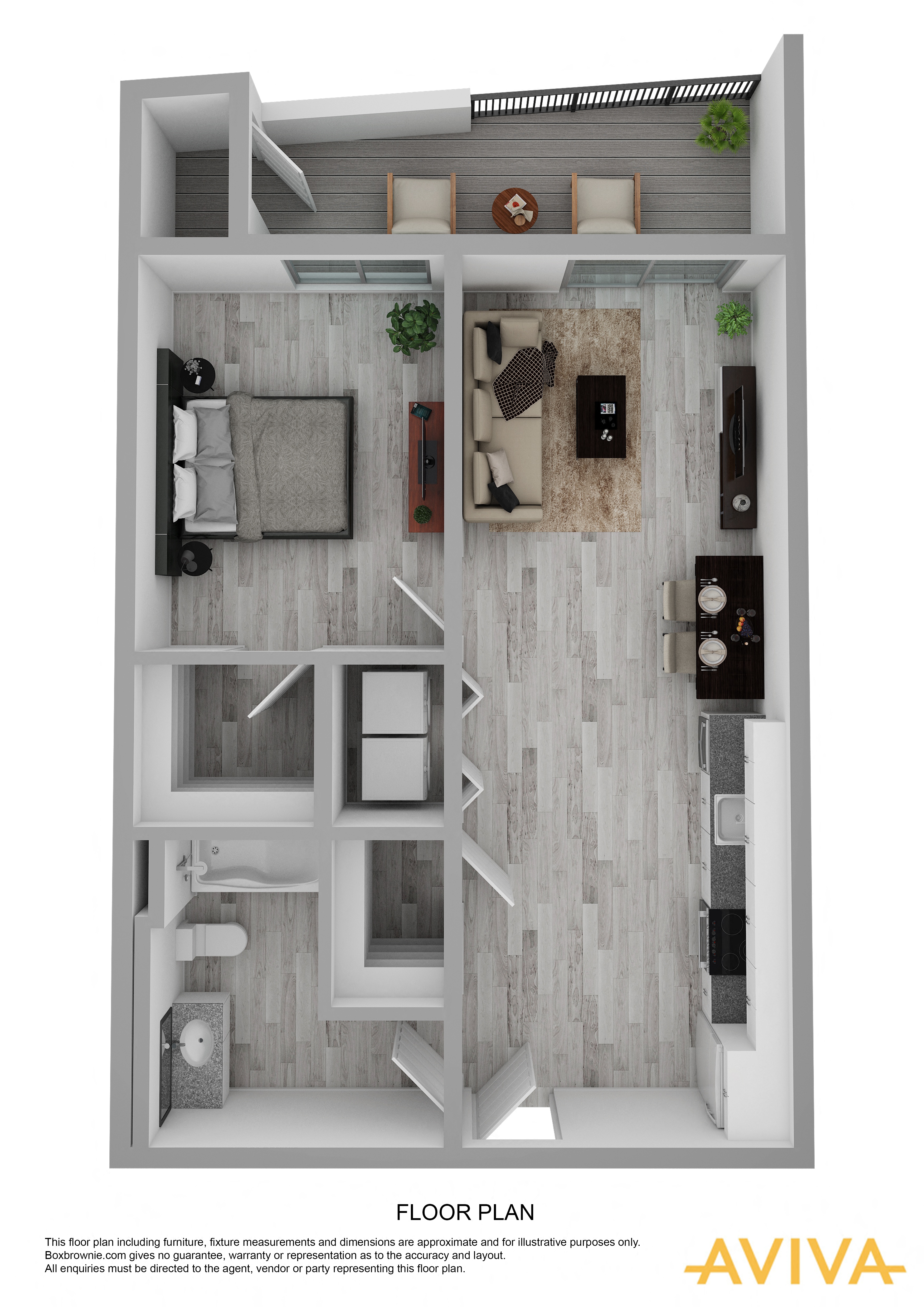 Floor plan for 1 bed, 1 bath, 606 sqft